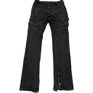 Decibel Mens Black Cargo Utility Pants Size 34X33 Grunge Zipper Leg